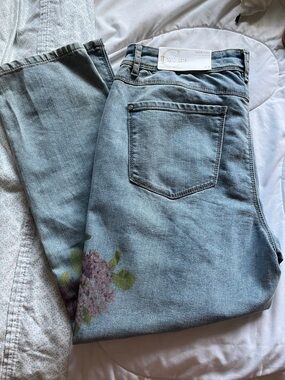 NWT Cato hydrangea floral Mid-Rise skinny ankle Jeans 14
